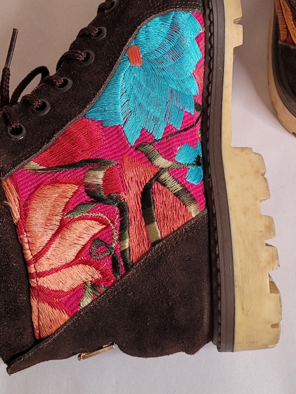 Angel Lozano Mexico Floral Embroidered Ankle Boots Size 8 - Picture 9 of 9